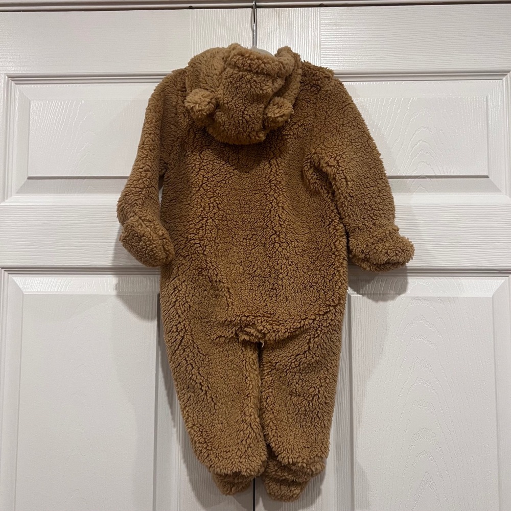 GAP BabyGAP Teddy Sherpa One-Piece Tan Unisex 6-12 Months Snowsuit Winter Hooded - Picture 2 of 9